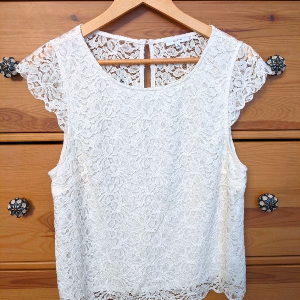 Aritzia Talula Portobello White Lace Blouse